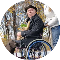 Elderly man in a wheelchair